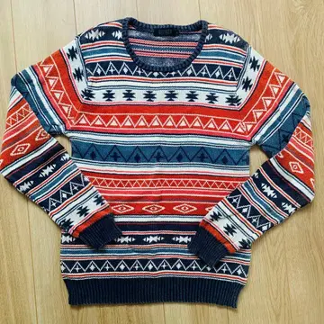 DIVINER 기하학 패턴 크루넥 니트 L