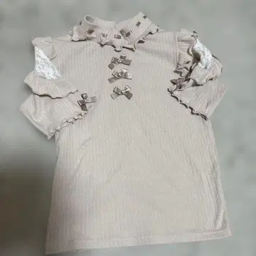 프릴 리본 반팔 티셔츠 M