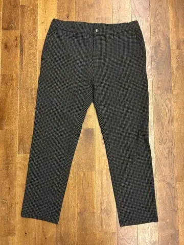 Johnbull 다크 브라운 체크 무늬 슬랙스