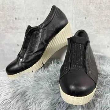 fizz reen 웨지솔 통굽 가죽 x 스웨이드 24.5 EEE 블랙