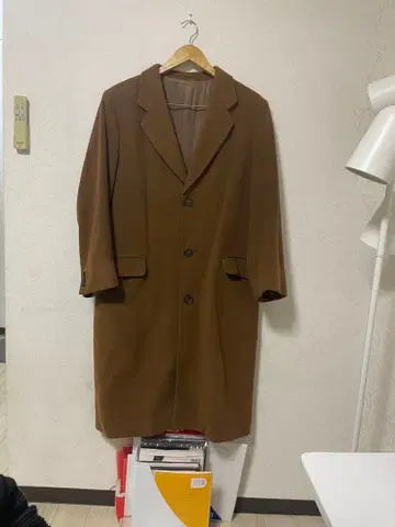 빈티지 브라운 체스터 코트 캐시미어 울