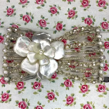 시착만 한 상품 컴플렉스 비즈 빈티지 펄과 꽃 헤어 액세서리 더블 코움