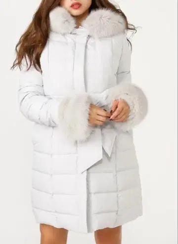 rienda Fauxfur 심리스 다운 코트 그레이 (퍼 없음)