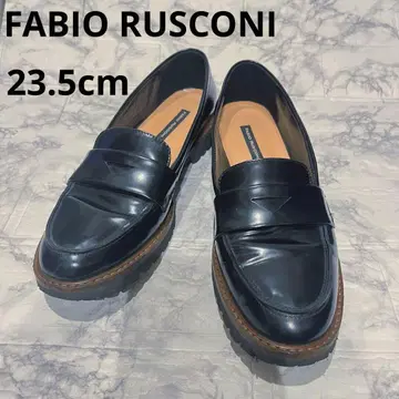 새상품급 FABIO RUSCONI 트랙 밑창 로퍼 블랙 23.5cm