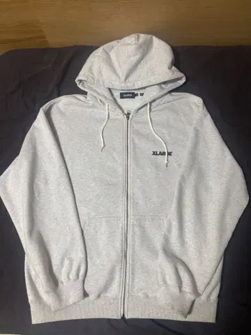 XLARGE 그레이 후드티 프론트 지퍼