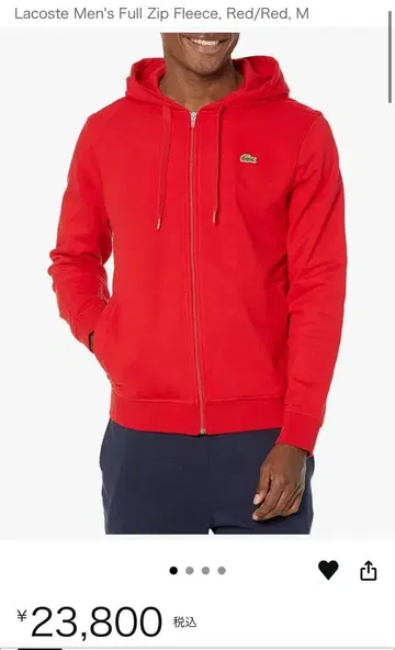 라코스테 LACOSTE 집업 후드티 레드 2XL 두꺼운