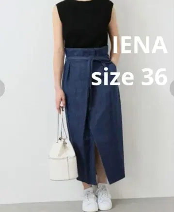 [ 새상품급 ] IENA 턱 랩스커트 데님 36 인디고