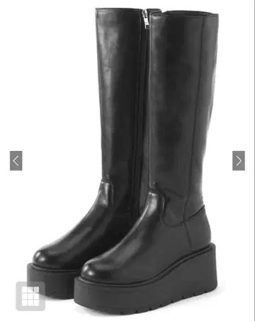 GRL 그레일 통굽 가죽 슬림 롱 부츠(zr1192)23.0cm