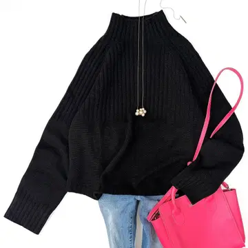 새상품급 띠어리 럭스 울 캐시미어 하이넥 리브 니트 블랙 38 최근