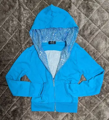 헤이세이 갸루 y2k 더블 지퍼 후드티 스팽글 라메 새상품 미사용