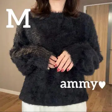 시마무라 ammy 샤기 니트 풀오버 블랙 M