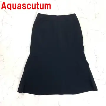 A7301 아쿠아 스큐텀 롱 스커트 플레어 안감 있음 블랙 9