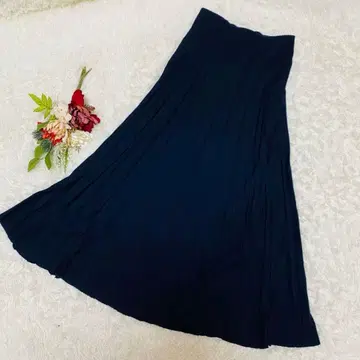 [ Mila Owen ] 네이비 플리츠 스커트 리브 허리(M)