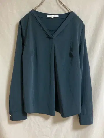 언타이틀 워셔블 데신 V넥 셔츠 블라우스 다크 그린 2 고급 가을/겨울