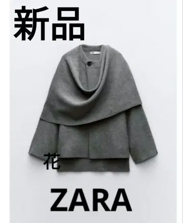 택 포함 새상품 ZARA 비대칭 스카프 니트 코트 케이프풍 자켓