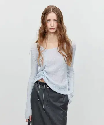 Dunst 2way 셔링 니트 울 모헤어 아크릴 나일론 M