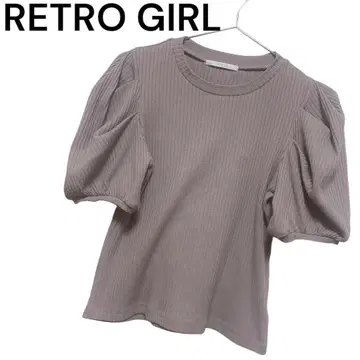 [레트로걸] 리브 티셔츠 (F) 볼륨 슬리브 모테 U넥 귀여운