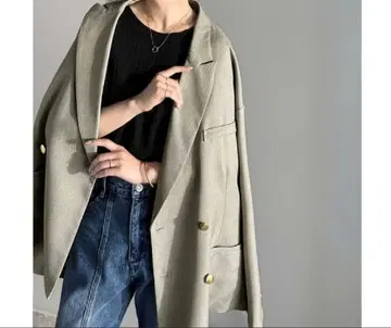 CLASSICAL ELF 그레이 더블 브레스트 자켓