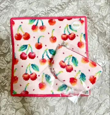 하자품 가격 인하 페이러 체리 도트 보트형 파우치 [완판템] 손수건 세트