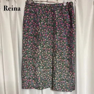 Reina 꽃무늬 스커트 사이즈 13 일본제 플라워 허리밴딩
