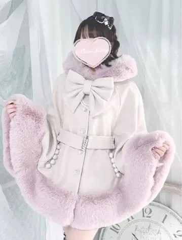 mars Princess melody 벨트 부착 케이프 코트 핑크