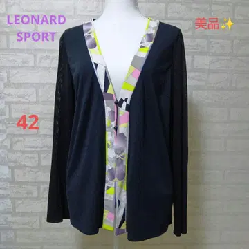 LEONARD SPORT 트리밍 가디건 블랙 새상품급 42 (LL)