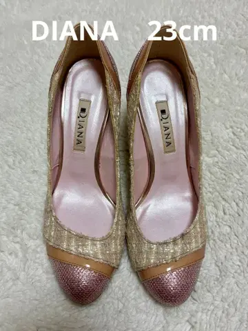 [ 새상품급 ] 다이애나 23 트위드 펌프스 핑크 라메