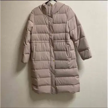 다운 롱 코트 후드 부착 핑크 베이지 새상품급 [ 가격 인하 ]