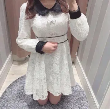 evelyn 비쥬 리본 원피스 화이트