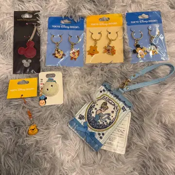 디즈니 기념품 세트 키링 스트랩 패스케이스 썸썸 월드