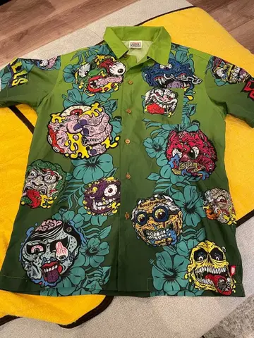 PUNKDRUNKERS MADBALLS 알로하 셔츠 XXL 그린 컬러