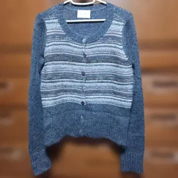 Bella Jones 니트 라메 믹스 모헤어 가디건 긴팔 그레이 계열