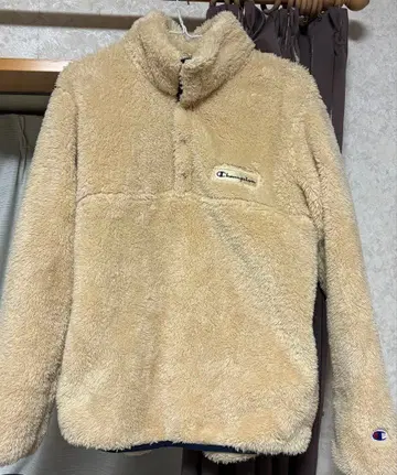 Champion 베이지 플리스 자켓 하프 지퍼 M 사이즈