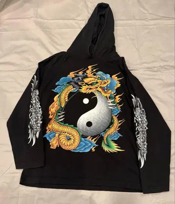 90s 티셔츠 후디 드래곤 음양