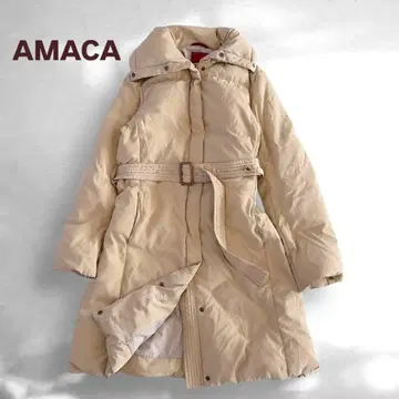 [새상품급] AMACA 벨트 포함 롱 기장 다운 코트 베이지 40