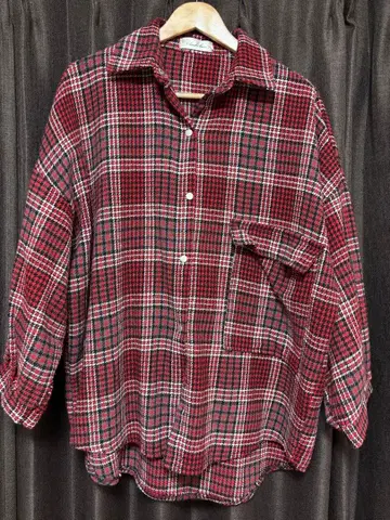 아우터 빨간색 체크