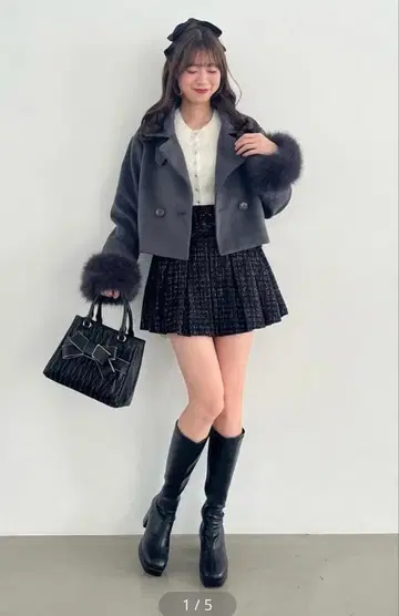 MAJESTIC LEGON 벨트 포함 플리츠 미니 치마바지 트위드 스커트