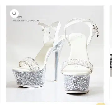 ANGELR 미사용 새상품 화이트 하이힐 비쥬 포함