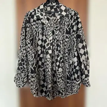 EMODA 긴팔 셔츠 체크 무늬 애니멀 무늬