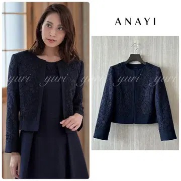 [ 970 ] 아나이 코드 레이스 + 도비 자수 자켓 36 다크 네이비