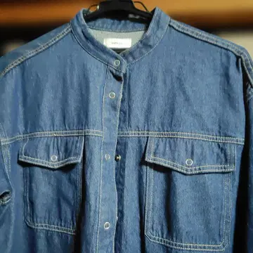 SHIPSany 소프트 데님 버튼 칼라 롱 셔츠