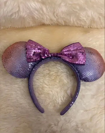 미키 미니 귀 머리띠 보라색과 핑크색