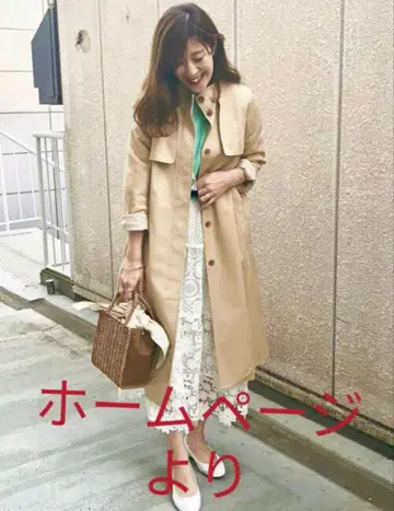 SHIPS 베이지 트렌치코트 스탠드 카라