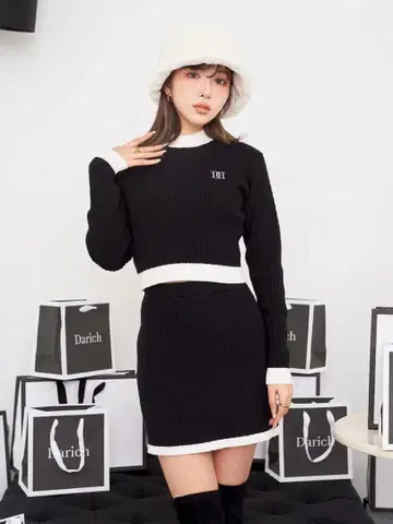 Darich 바이컬러 케이블 니트 셋업 F 사이즈