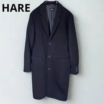 HARE 남성용 L 체스터 코트 블랙 아우터