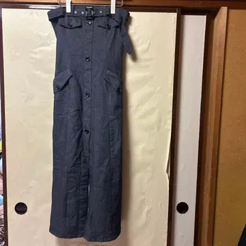 REDYAZEL 데님 오버롤 스커트 네이비