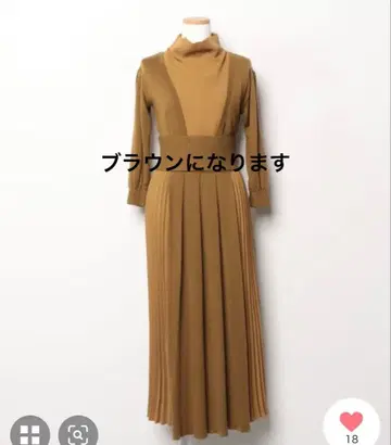 SIDE PLEATS KNIT DRESS 브라운
