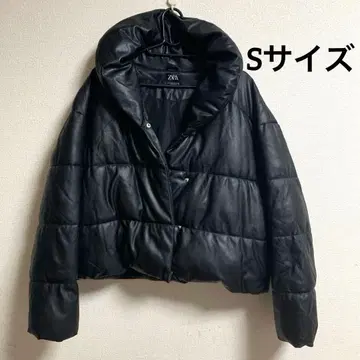 ZARA 인조 가죽 충전솜 퍼프 자켓 숄카라 S 사이즈 y2k