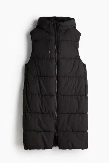 H&M 후디드 퍼 베스트 롱 다운 베스트