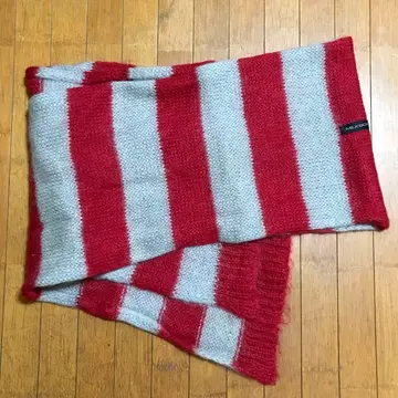 MILK BOY 보더 모헤어 머플러 레드 x 그레이 펑크 PUNK